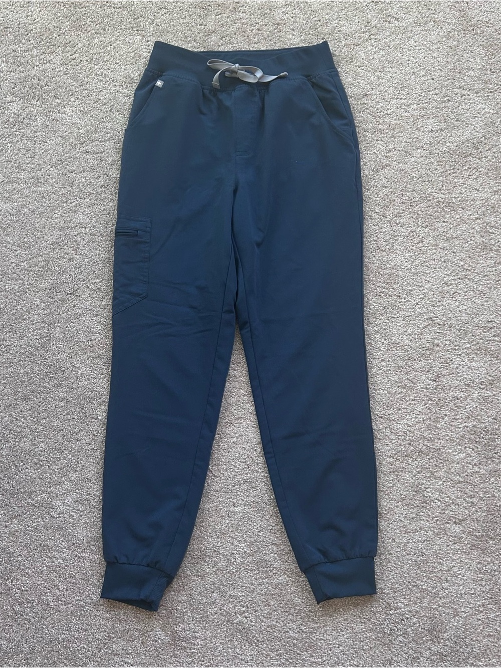 FIGS Womens S HW Zamora Jogger Scrub Pants Navy Blue High Rise Tech Pocket Small
